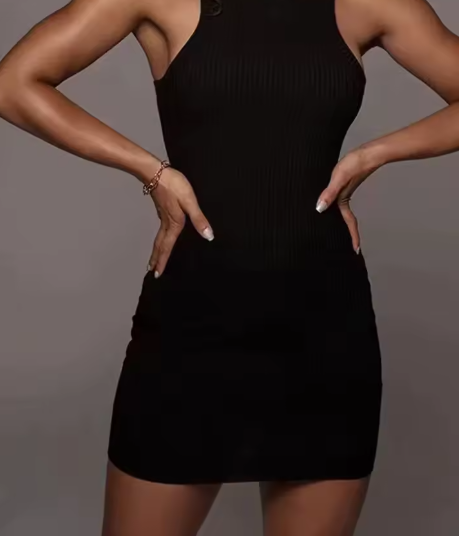 Black ribbed summer dress